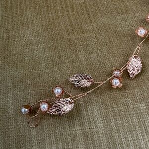 Elegant Gold Leaf and Pearl Hair Accessory, hair vine bridal